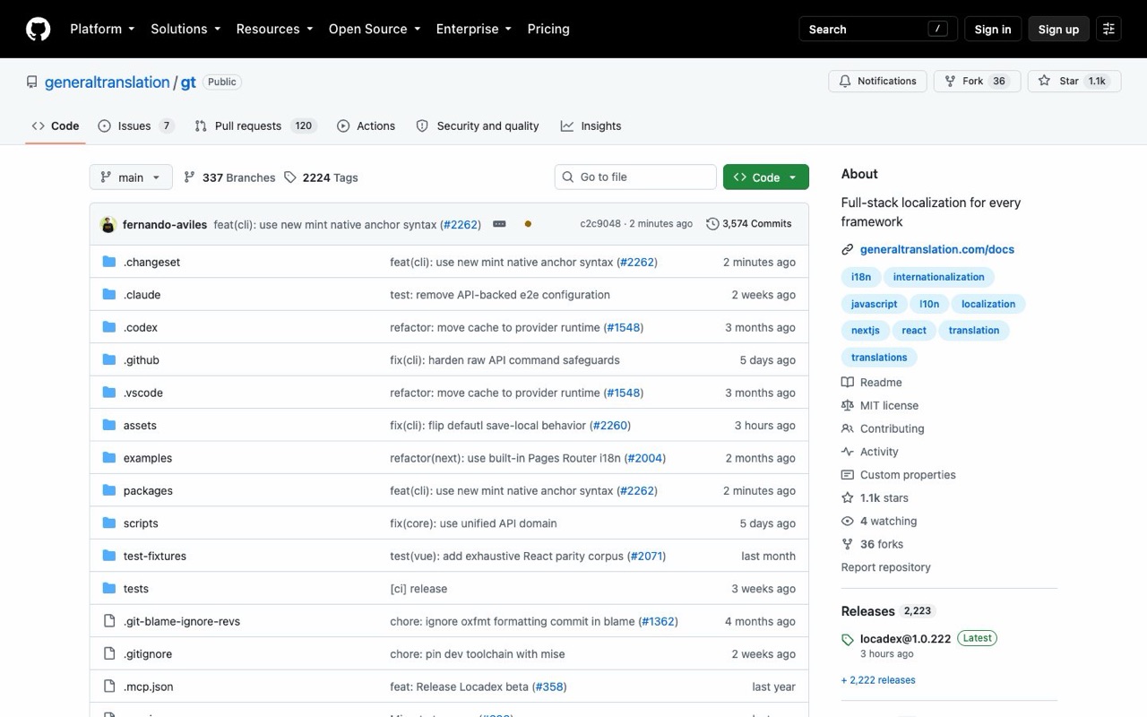 The gt repository on GitHub