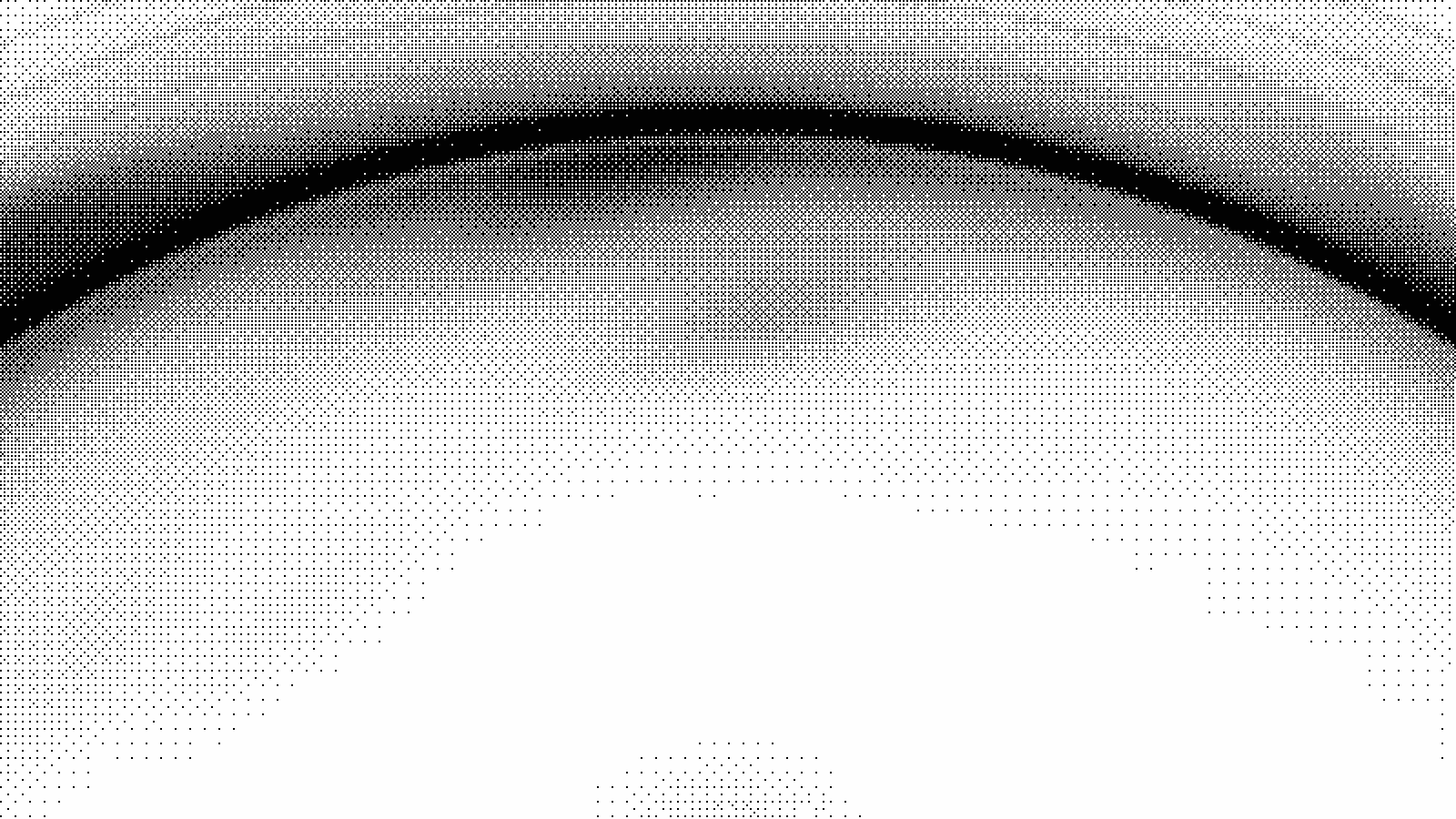 The top arc of the event horizon ring from the careers page horizon field shader, dithered
