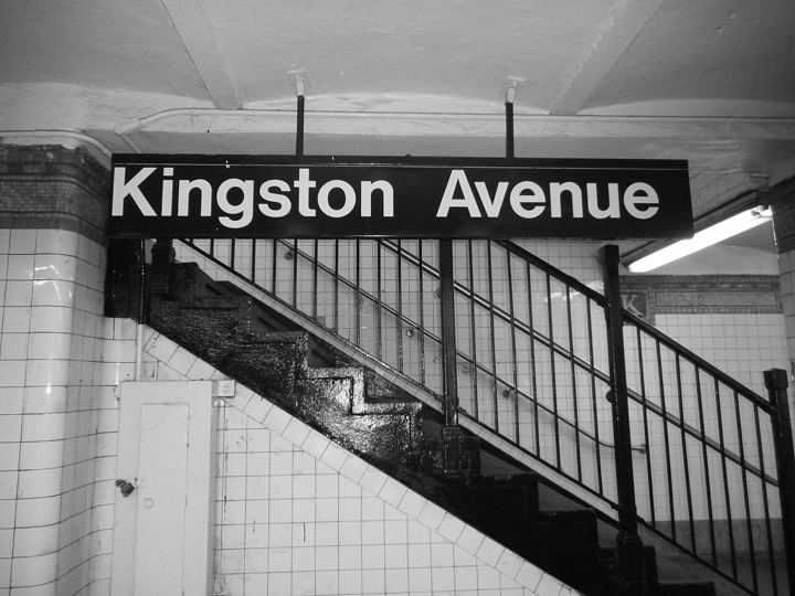 A New York subway sign set in Helvetica