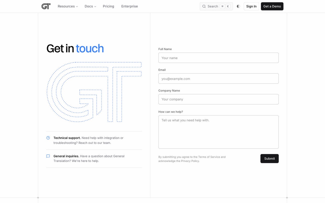 The contact page