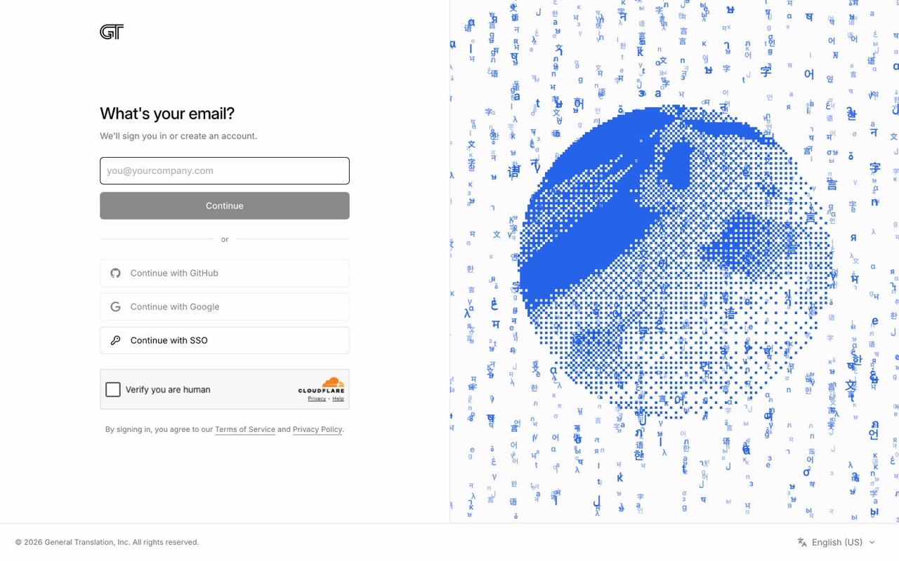 The dashboard sign-in page