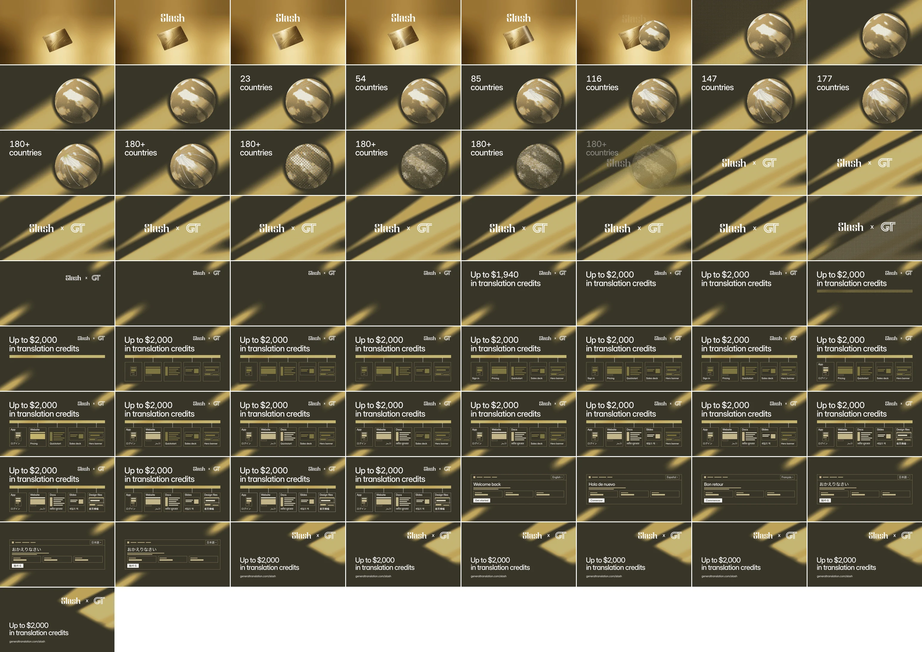 The contact sheet of the v8 cut of Supporting Slash companies: 73 frames, two a second, eight to a row