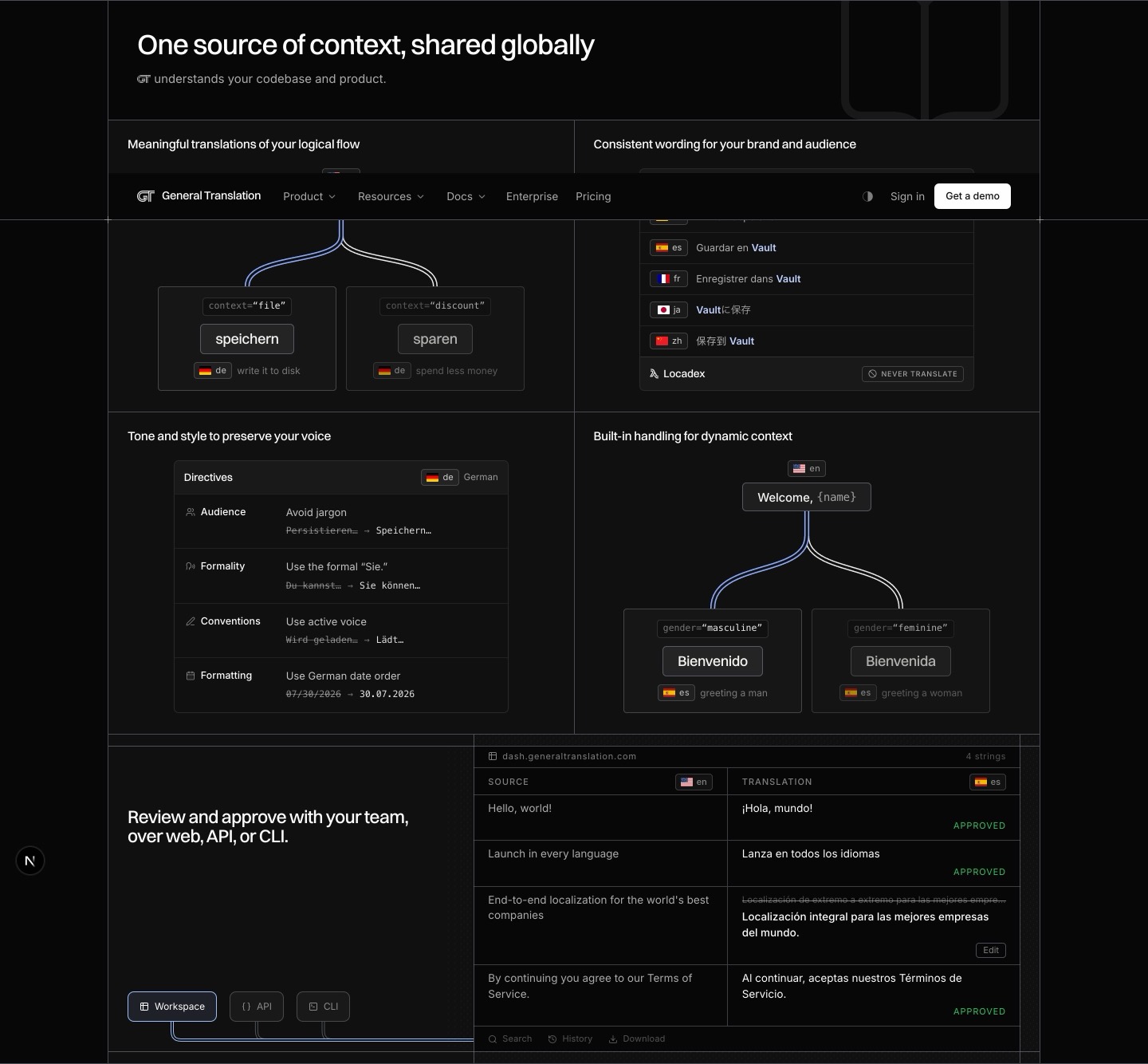 Context platform section: desktop, dark theme