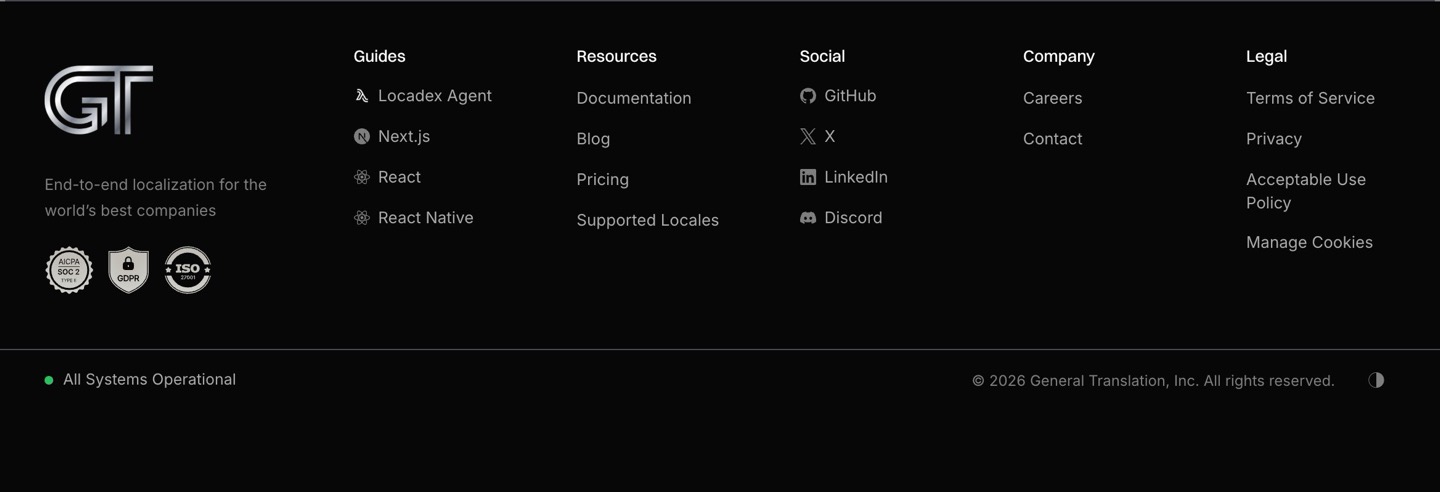 Footer section: desktop, dark theme