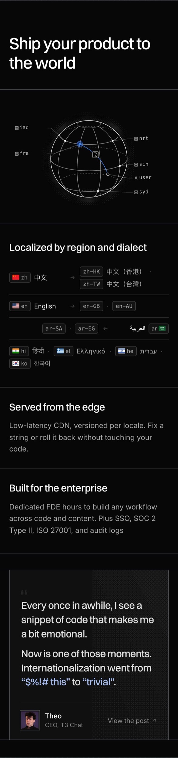 Global section: mobile, dark theme