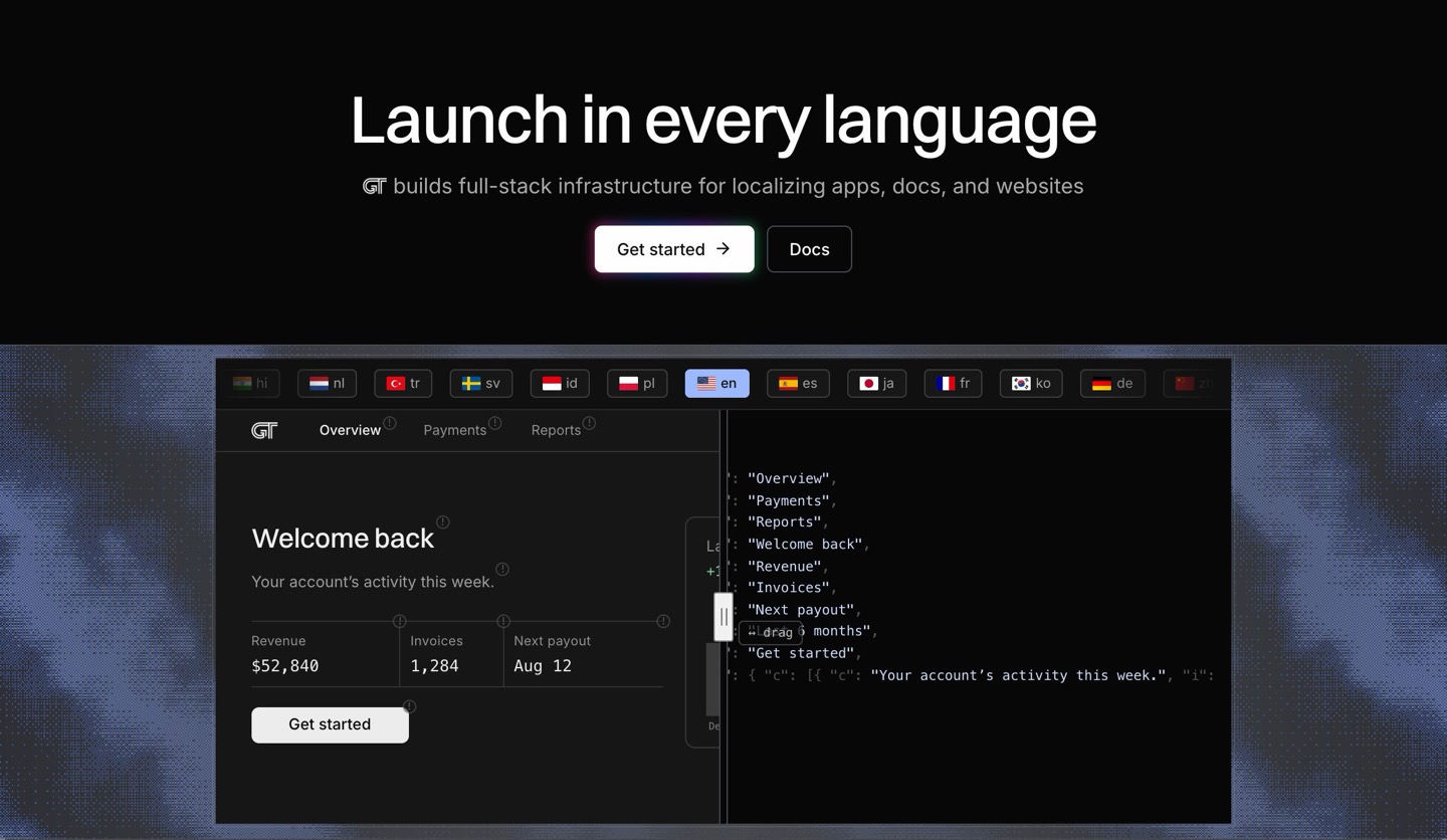 Hero section: desktop, dark theme