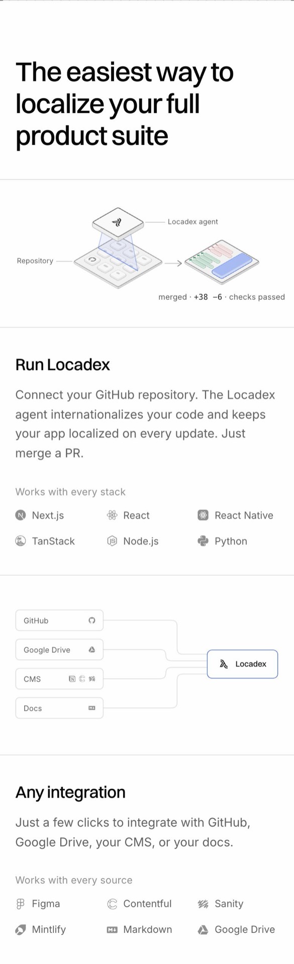 Locadex section: mobile, light theme