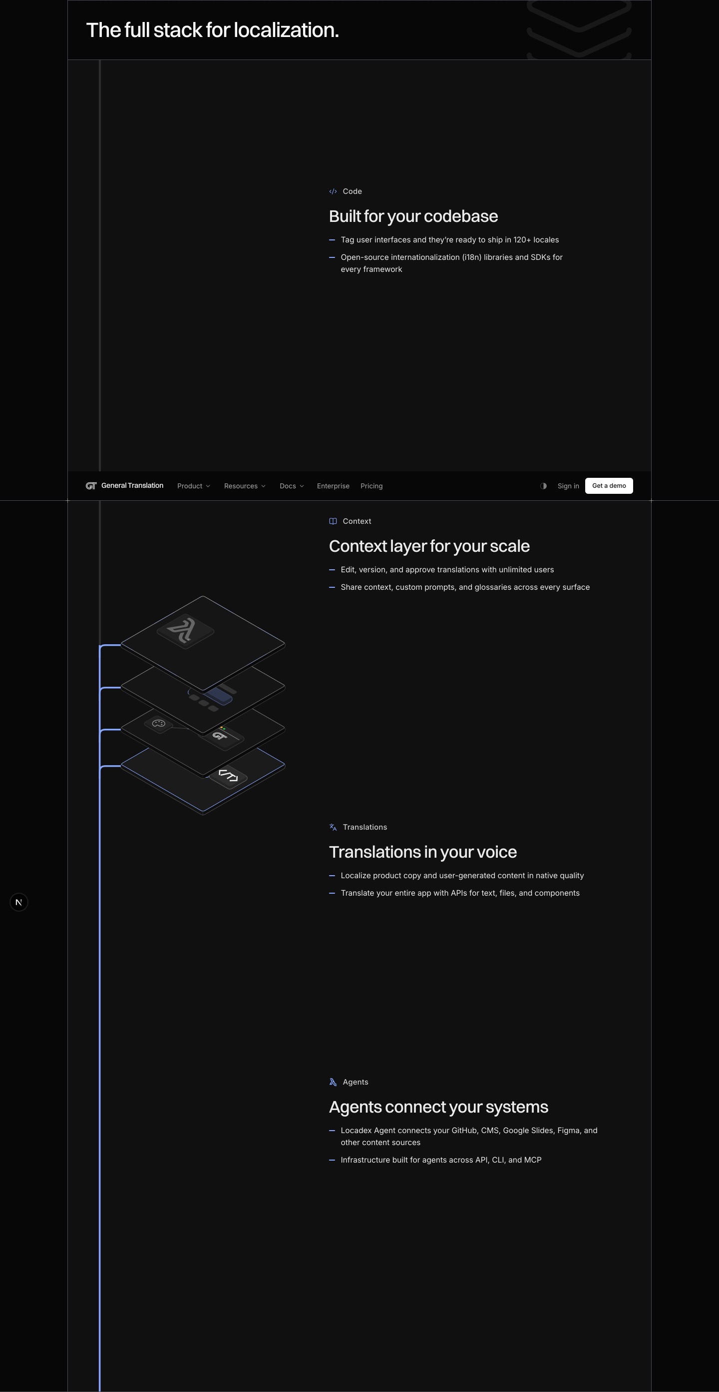 Stack story section: desktop, dark theme